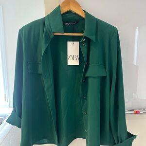 Zara green paint suit